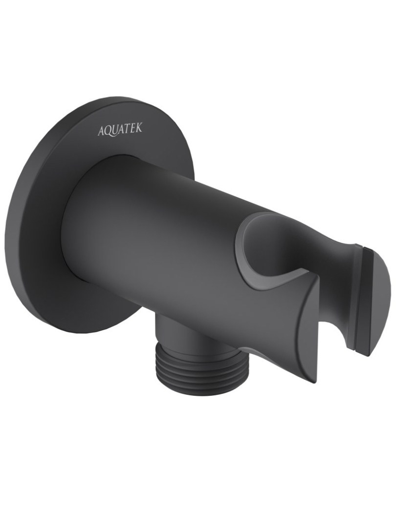 Шланговое подсоединение с держателем Aquatek матовый черный AQ2460MB
