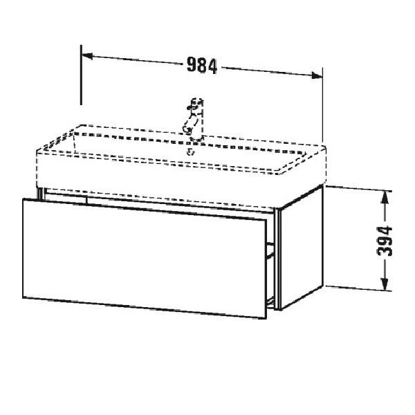 Тумба под раковину Duravit L-Cube 984x459x394 мм подвесная графит матовый LC617804949
