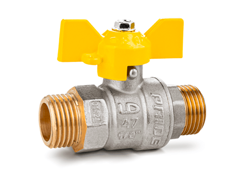 Кран шаровой латунный LD Pride 47.15.Н-Н.Б GAS Ду 15 Ру 40 нр-нр бабочка для газа 47.15.Н-Н.Б GAS