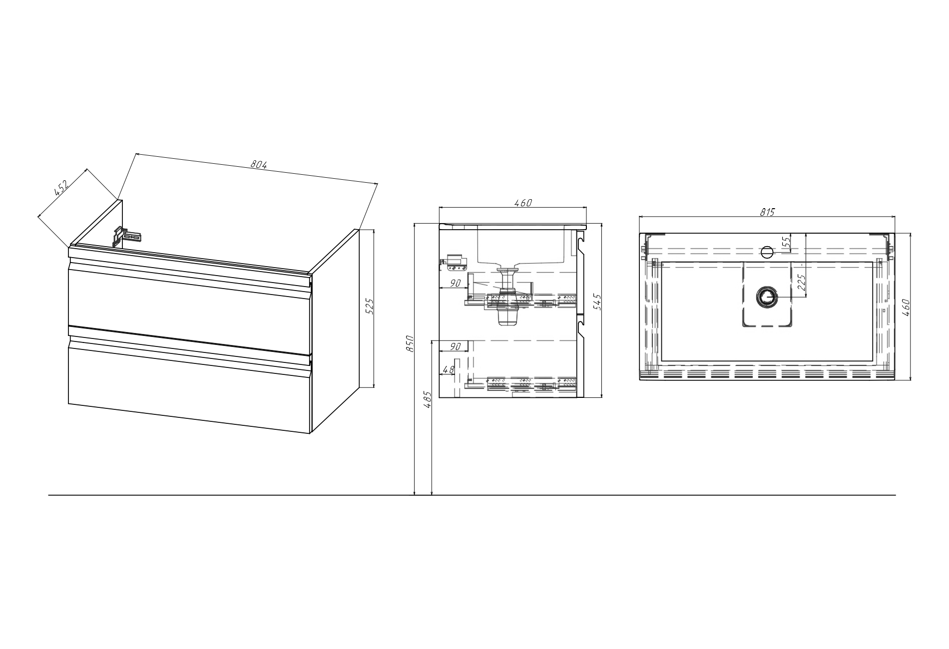 Комплект мебели для ванной AQUATON ВЕГА 80 с раковиной AQ0480-00 капучино светлый AQ77080-LC