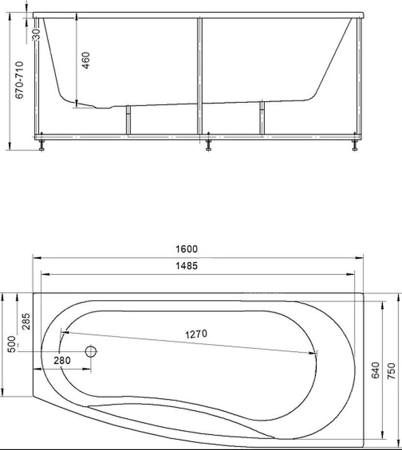 Панель фронтальная для ванны Aquatek Пандора 160 правая PAN160-0000039