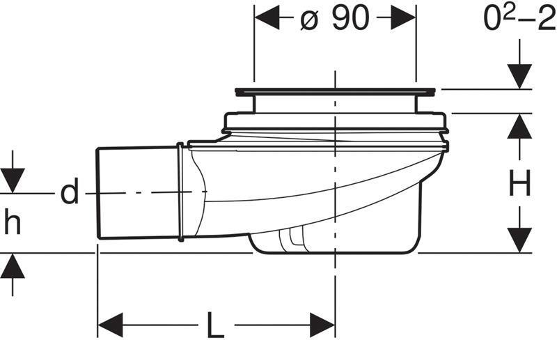 Сифон для душевых поддонов Geberit d90 высота гидрозатвора 50 мм с крышкой 150.550.00.1