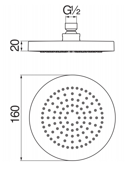 Верхний душ Rossinka AD139/73CR 16 см хром AD139/73CR