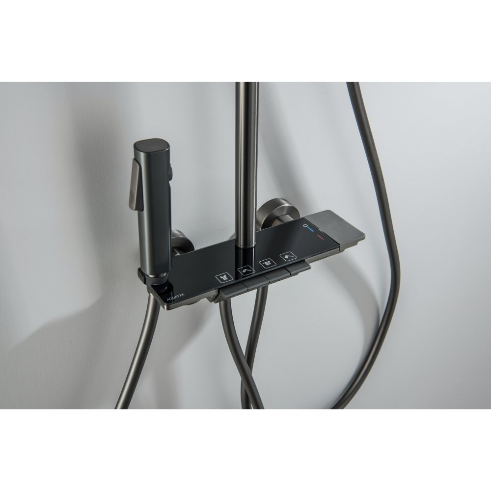 Душевая система со смесителем для ванны Aquatek Поларис 295х195 мм оружейная сталь AQ3040BGM