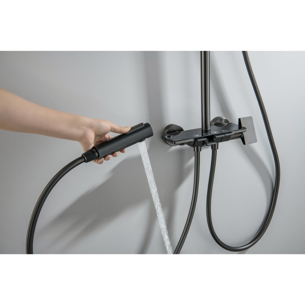 Душевая система со смесителем для ванны Aquatek Поларис 295х195 мм оружейная сталь AQ3040BGM