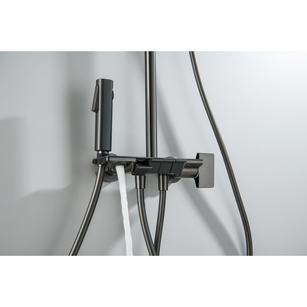 Душевая система со смесителем для ванны Aquatek Поларис 295х195 мм оружейная сталь AQ3040BGM