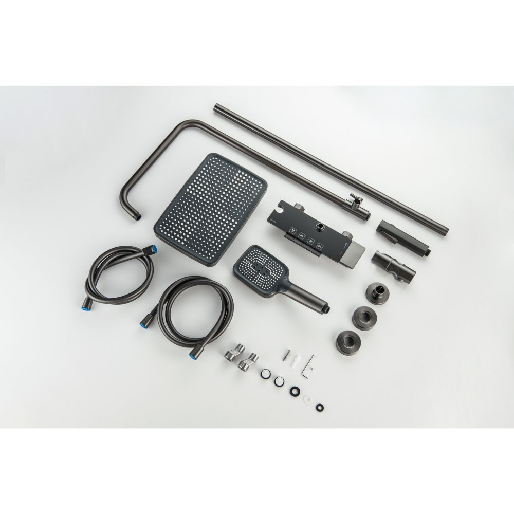 Душевая система со смесителем для ванны Aquatek Поларис 295х195 мм оружейная сталь AQ3040BGM