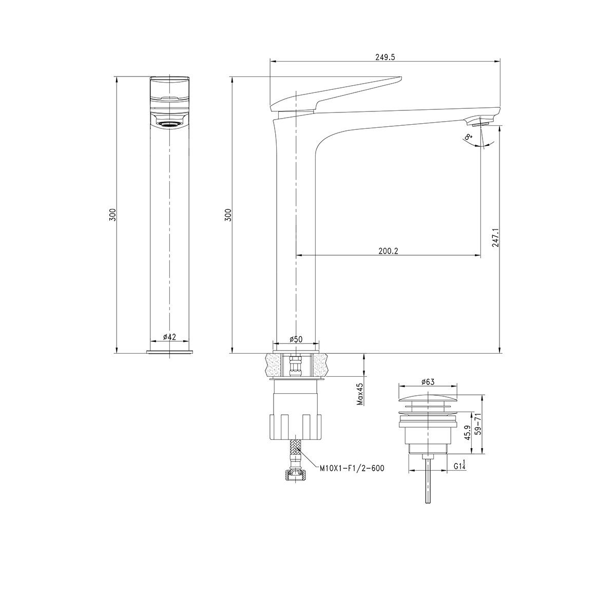 Смеситель для умывальника Lemark Allegro высокий монолитный хром/белый LM5909CW