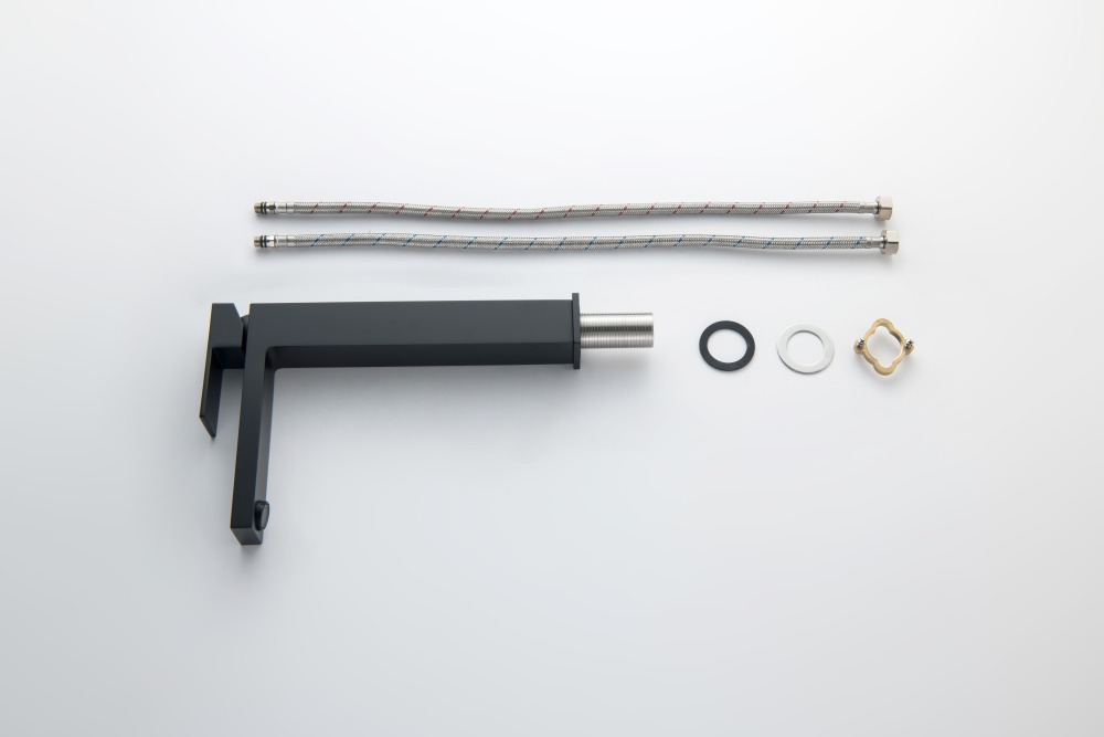 Смеситель для раковины Aquanet Либра высокий 257 мм без донного клапана матовый черный AQ1604MB