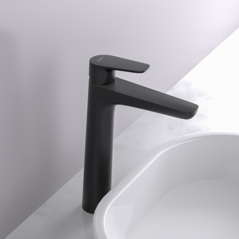 Смеситель для раковины Aquanet Бетта высокий 230 мм матовый черный AQ1104MB