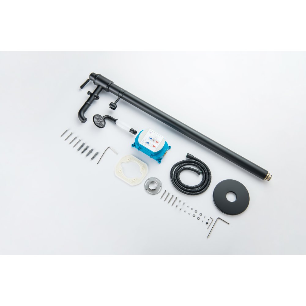 Смеситель для ванны напольный Aquanet Классик комплект матовый черный AQ1545MB