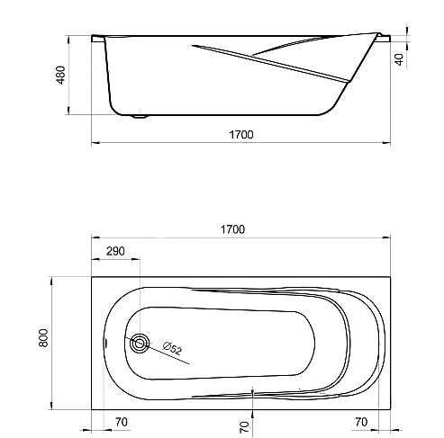 Ванна акриловая прямоугольная Santek Касабланка XL 170х80 см белая 1.WH30.2.441
