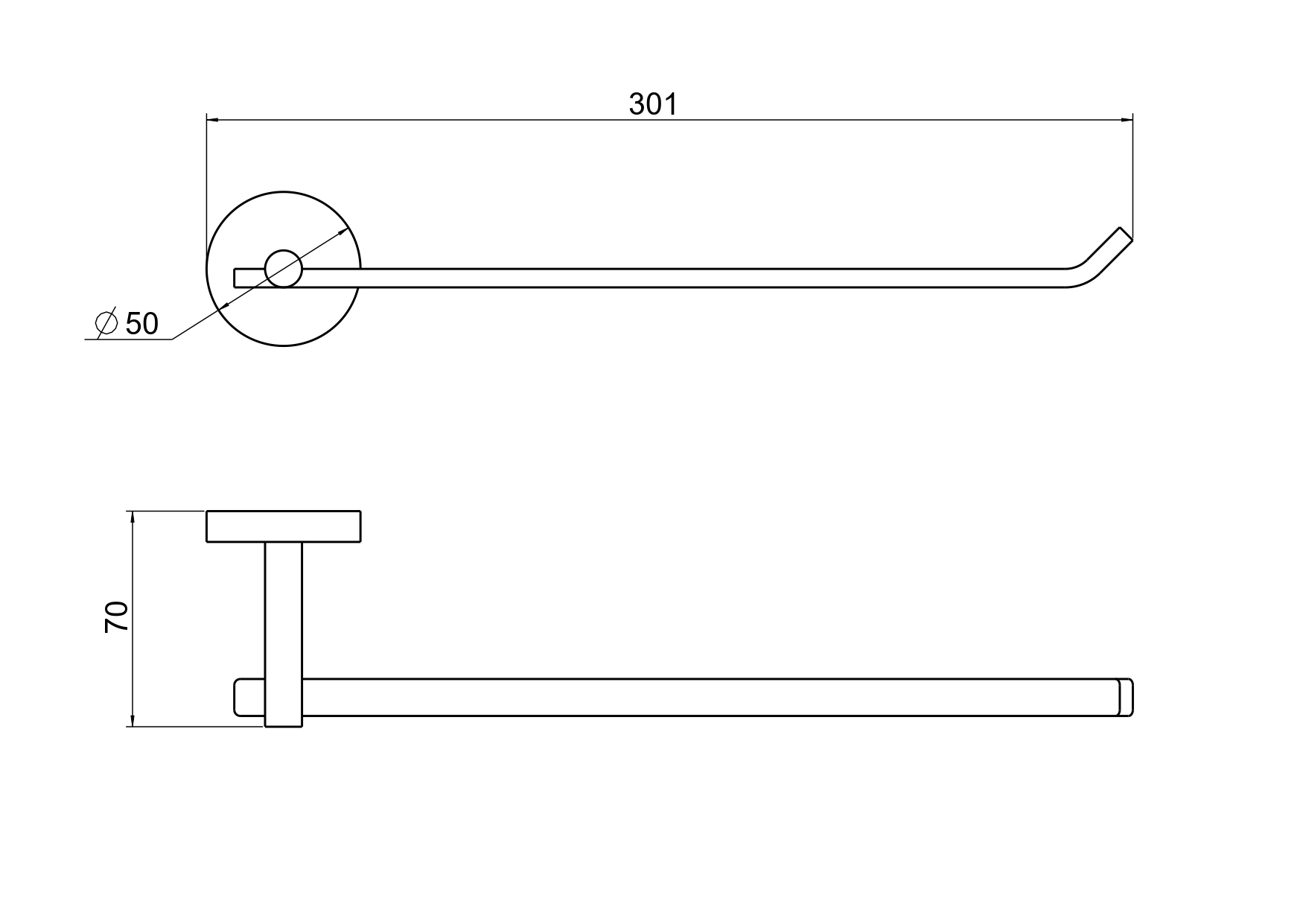Полотенцедержатель Aquanet БЕТТА оружейная сталь AQ4619BGM