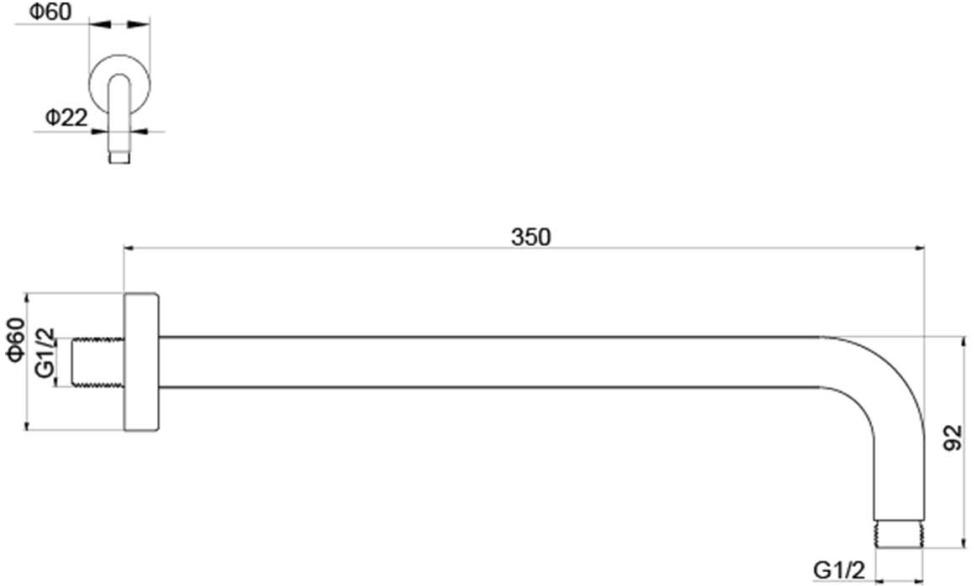 Держатель верхнего душа настенный Aquatek 350 мм матовый черный AQ2174MB