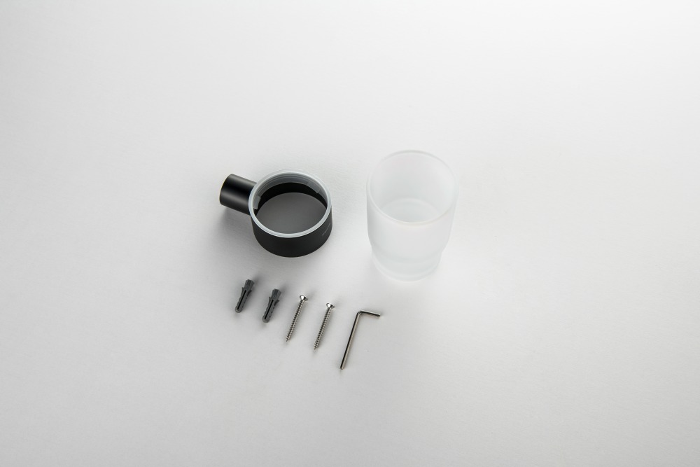 Стакан с держателем Aquatek Лира матовый черный AQ4404MB