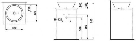Раковина Laufen Pro B 420x420 мм без перелива 8.1296.2.000.109.1