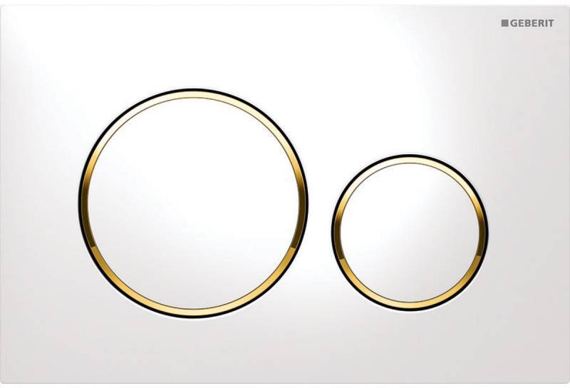 Клавиша смыва Geberit Sigma20 двойной смыв белый/золото 115.882.KK.1