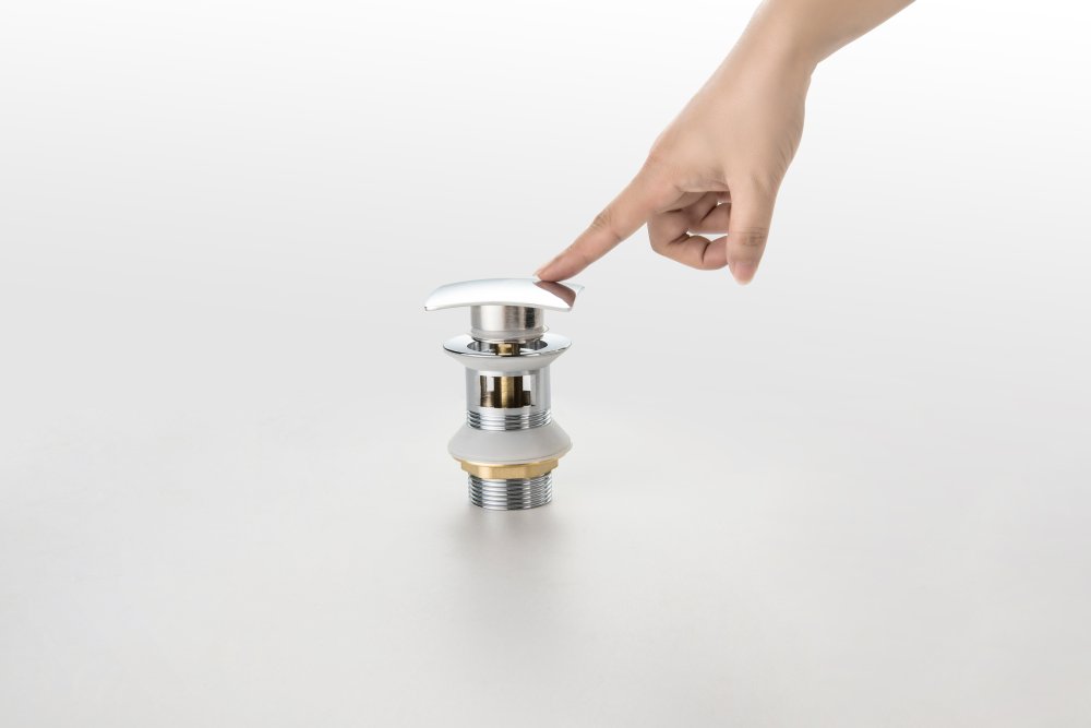 Донный клапан Aquatek Push-open с переливом квадратная крышка хром AQ6004CR