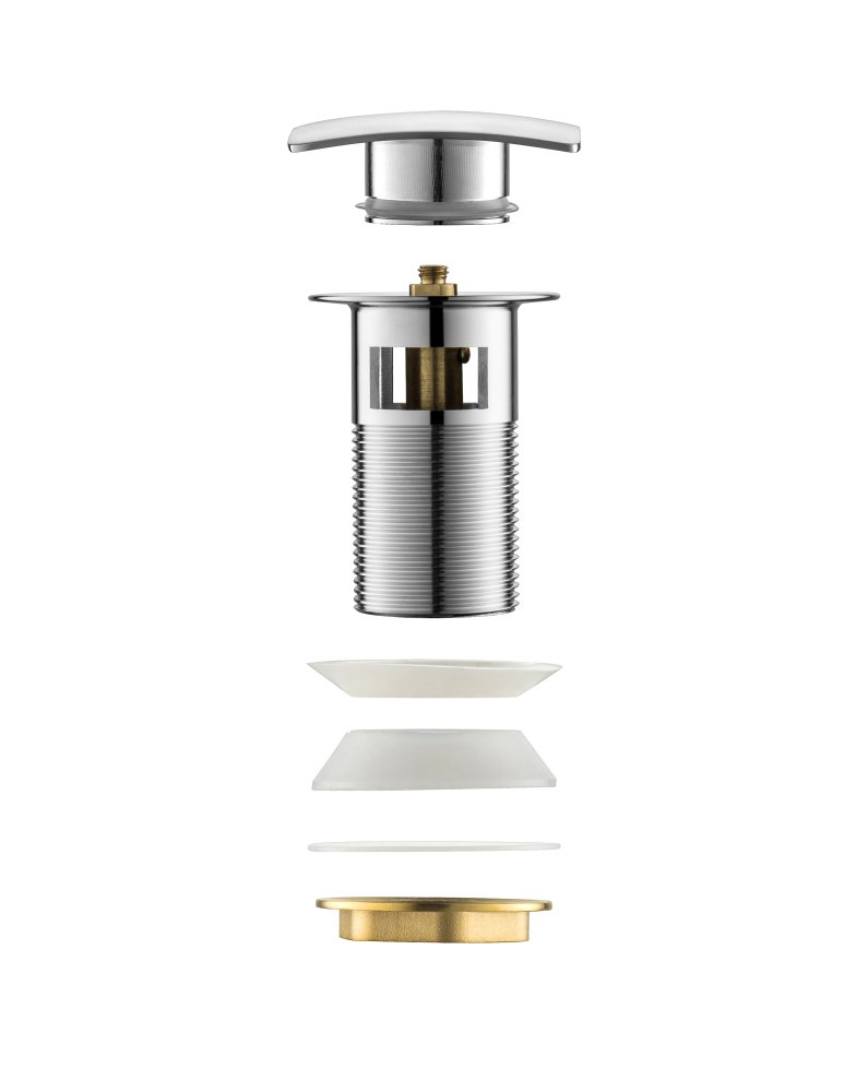 Донный клапан Aquatek Push-open с переливом квадратная крышка хром AQ6004CR