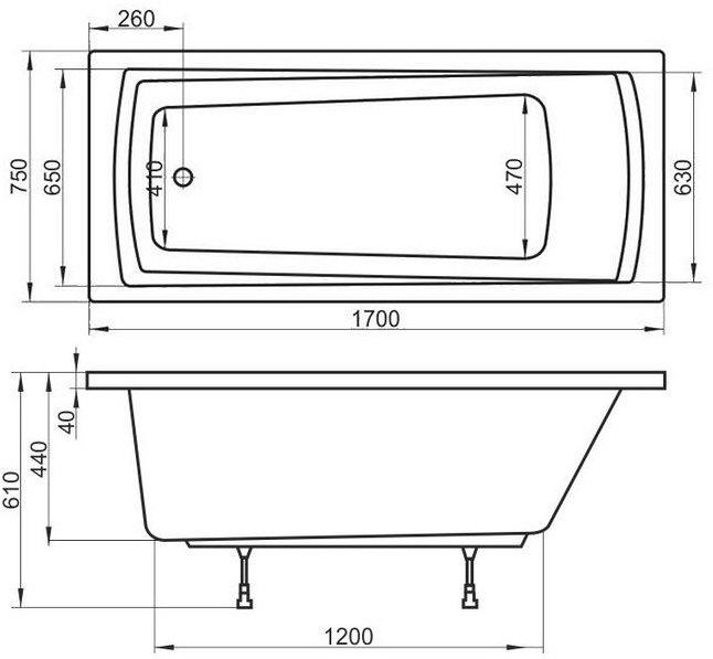 Ванна акриловая RAVAK Domino Plus 170х75 см C631R00000
