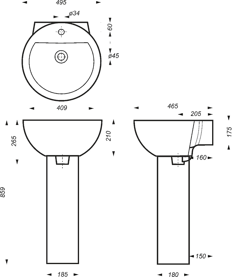 Пьедестал для раковины Artceram The Art Белый PD.FS/Art/N/WHT.G/S1