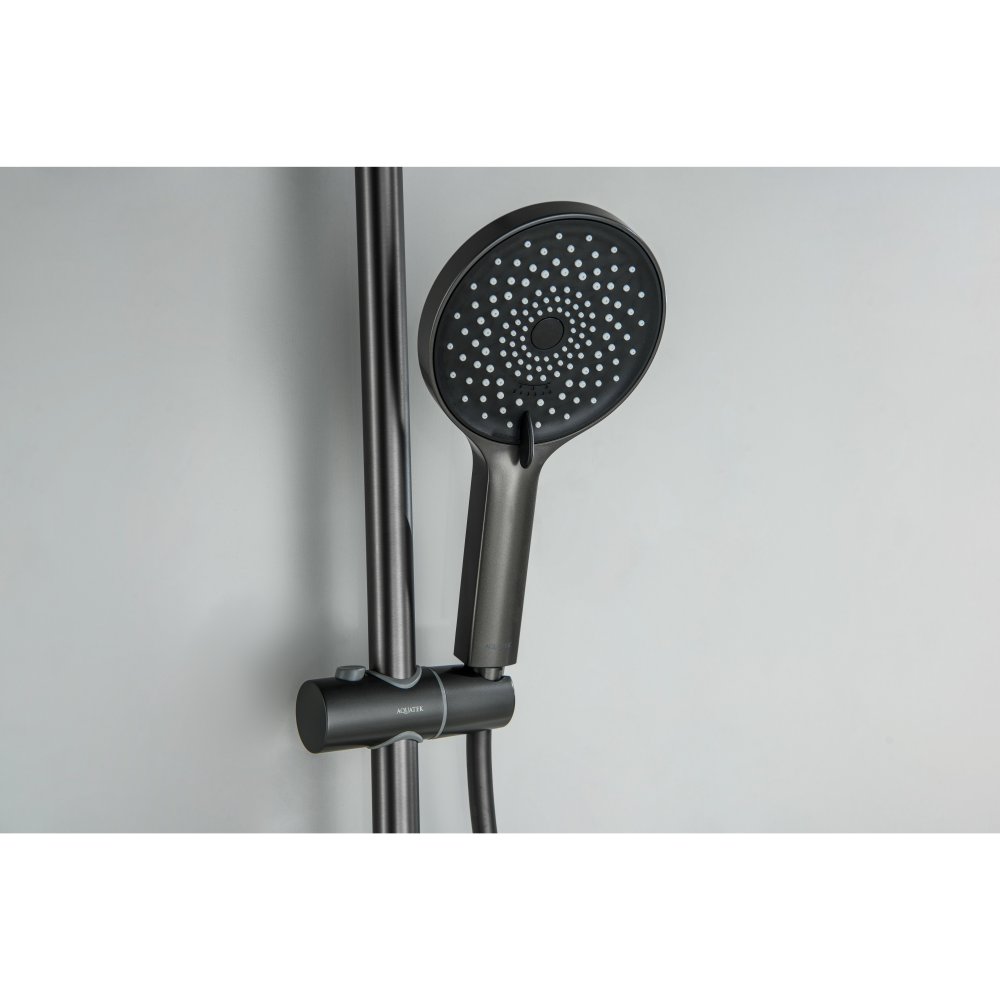 Смеситель для ванны Aquanet Лугано с душевым гарнитуром 3jet оружейная сталь AQ1748BGM