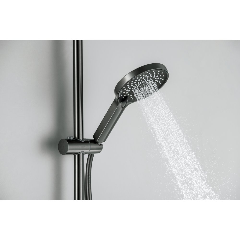 Смеситель для ванны Aquanet Лугано с душевым гарнитуром 3jet оружейная сталь AQ1748BGM