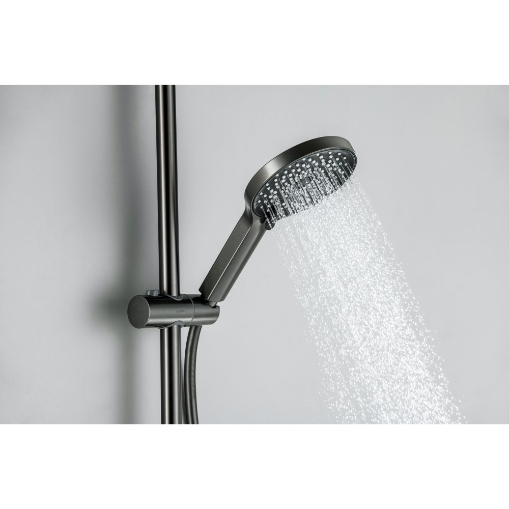 Смеситель для ванны Aquanet Лугано с душевым гарнитуром 3jet оружейная сталь AQ1748BGM