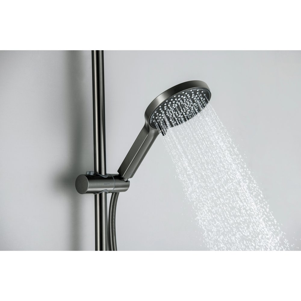 Смеситель для ванны Aquanet Лугано с душевым гарнитуром 3jet оружейная сталь AQ1748BGM