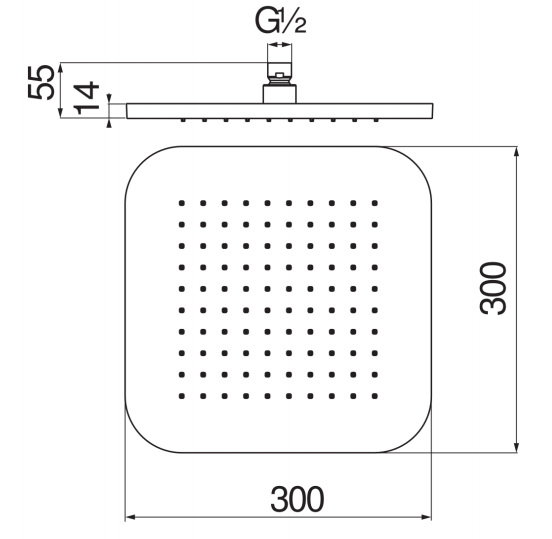 Верхний душ Paffoni 30х30 см AD139/129CR
