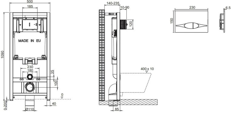 Комплект инсталляции с унитазом Jacob Delafon Brive сиденье микролифт клавиша хром E21733RU-00