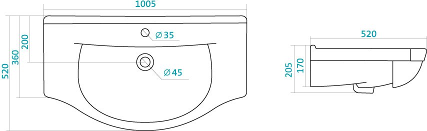 Умывальник Santek Эльбрус 100 см 1.WH11.0.255