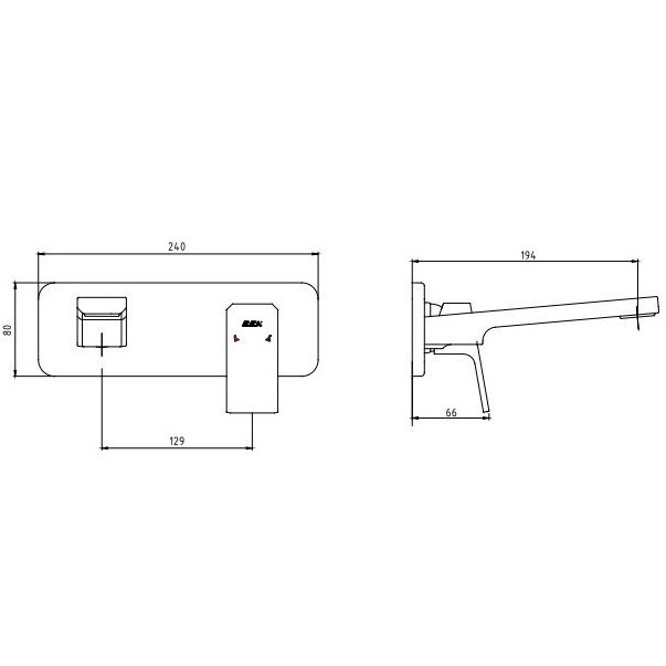 Смеситель для раковины настенный TOPAZ TIERA (внешняя часть) 102167605EX-K