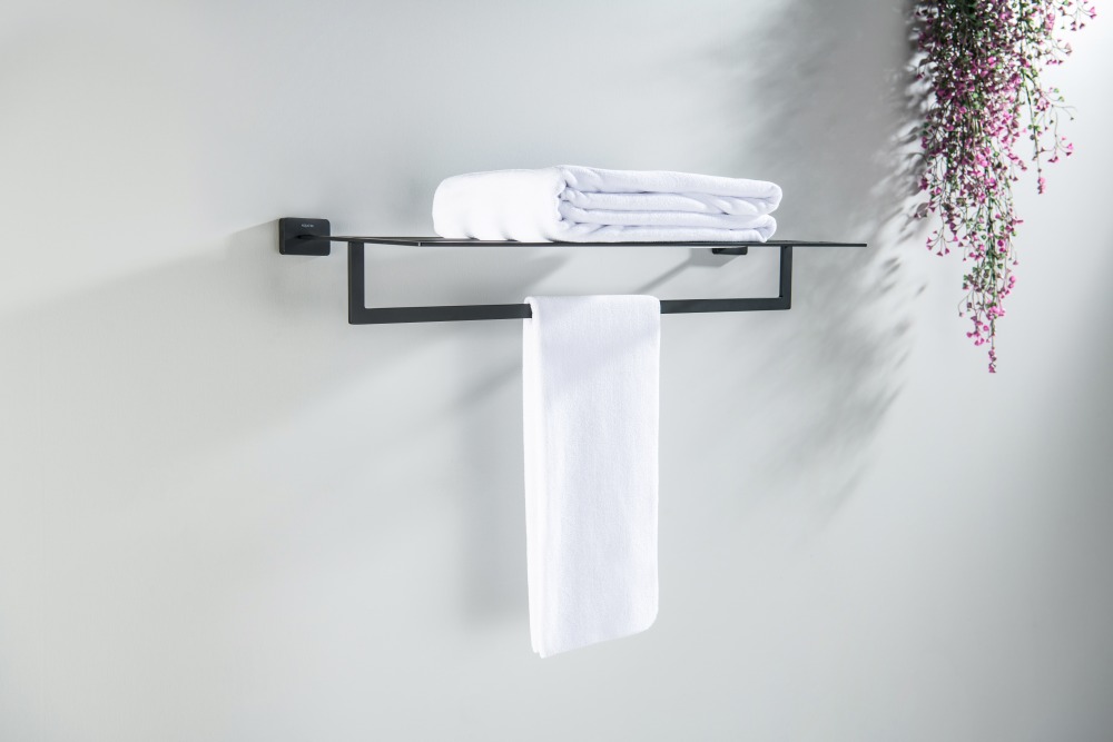 Полка для полотенец Aquatek Libra матовый черный AQ4315MB
