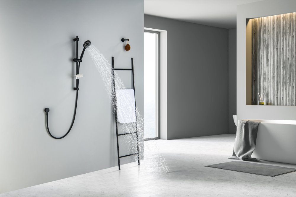 Душевой гарнитур Aquanet Бетта 3jet 60 см матовый черный AQ2015MB