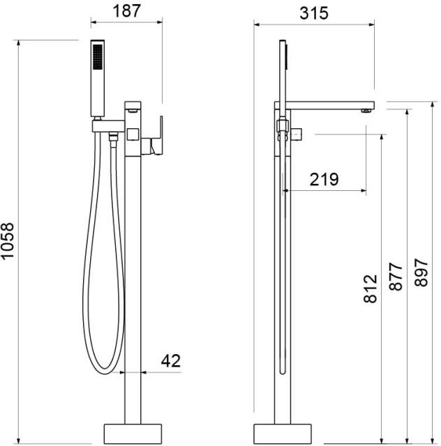 Смеситель для ванны Aquanet Libra напольный AQ1645CR