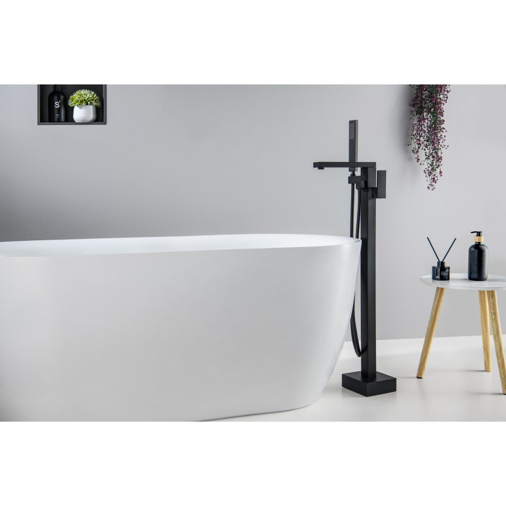 Смеситель для ванны Aquanet Libra напольный черный матовый AQ1645MB