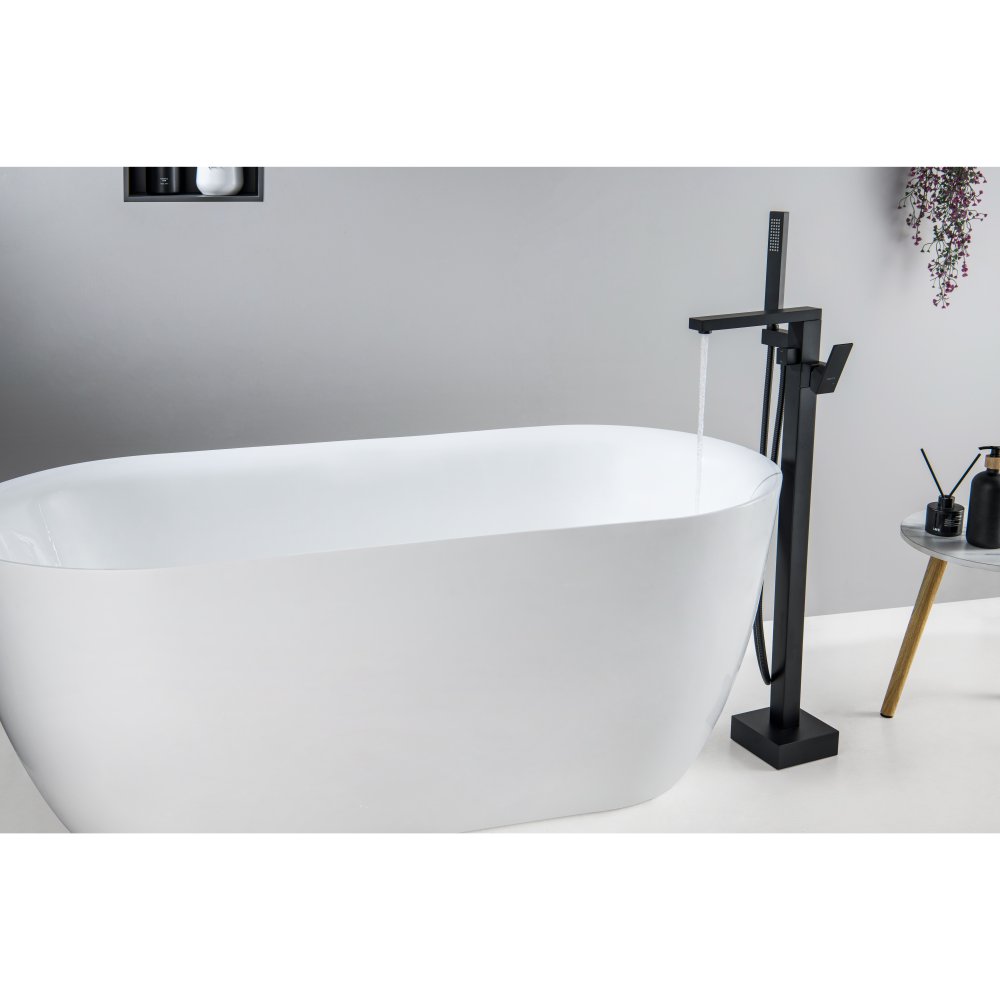 Смеситель для ванны Aquanet Libra напольный черный матовый AQ1645MB