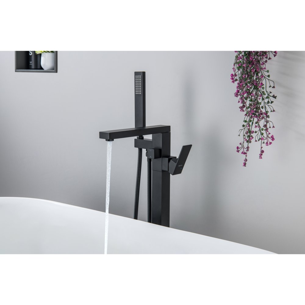Смеситель для ванны Aquanet Libra напольный черный матовый AQ1645MB