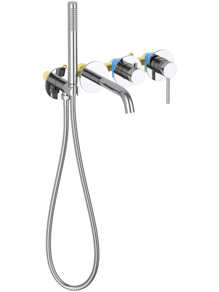 Смеситель для ванны встраиваемый Aquanet Европа внешняя и скрытая часть хром AQ1344CR