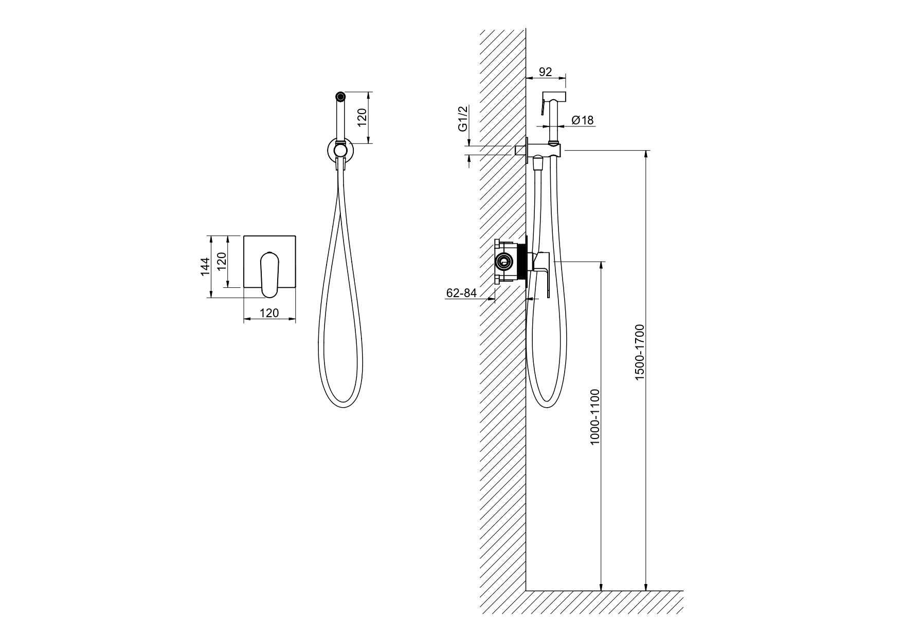 Набор с гигиеническим душем Aquanet Oberon со смесителем шлифованное золото AQ1219BG