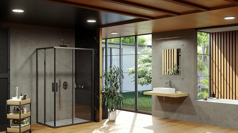 Душевая дверь Ravak Blix Slim BLSRV2K-120 черный профиль стекло Transparent X1XMG0300Z1