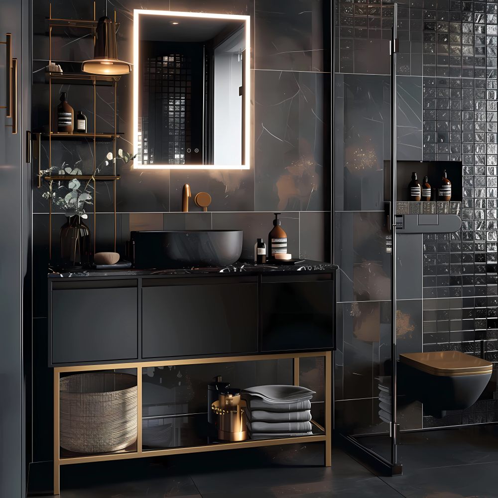 Зеркальный шкаф AQUATON 1000x700x133 мм алюминиевый с подсветкой антизапотевание петли Blum AQ7103B-MLC