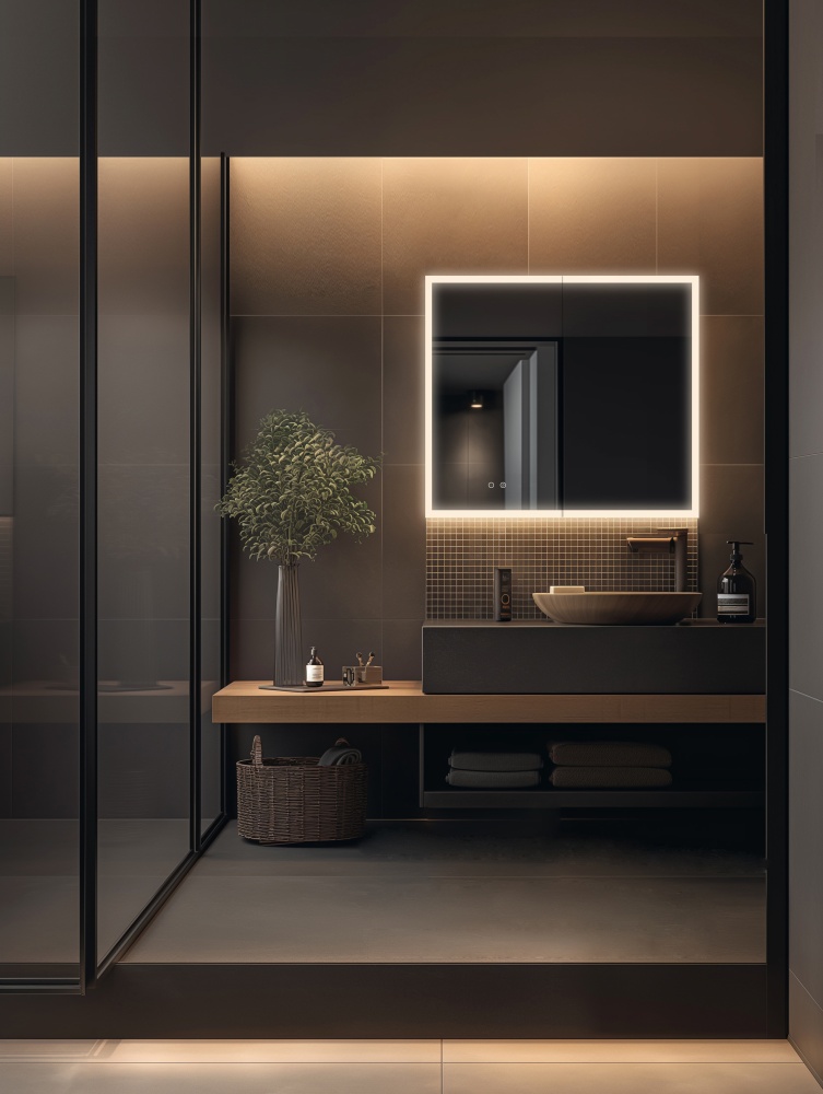 Зеркальный шкаф AQUATON 1000x700x133 мм алюминиевый с подсветкой антизапотевание петли Blum AQ7103B-MLC