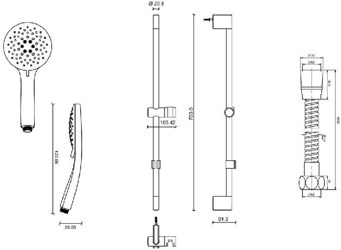 Душевой гарнитур Jacob Delafon Salute 70 см E32907-CP
