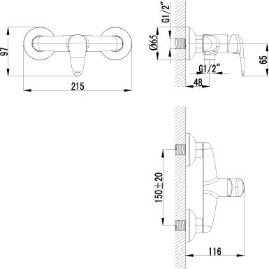 Смеситель для биде Lemark Pramen настенный с гигиеническим душем хром LM3318C