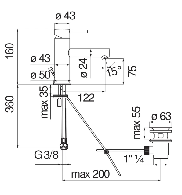 Смеситель для раковины Nobili LIVE хром LV00418/1CR