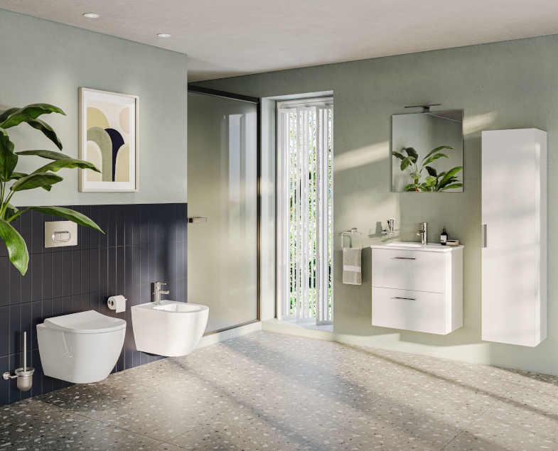 Комплект унитаз подвесной VitrA Mia Round с тонким сиденьем микролифт, инсталляцией и панелью смыва 9856B003-7200