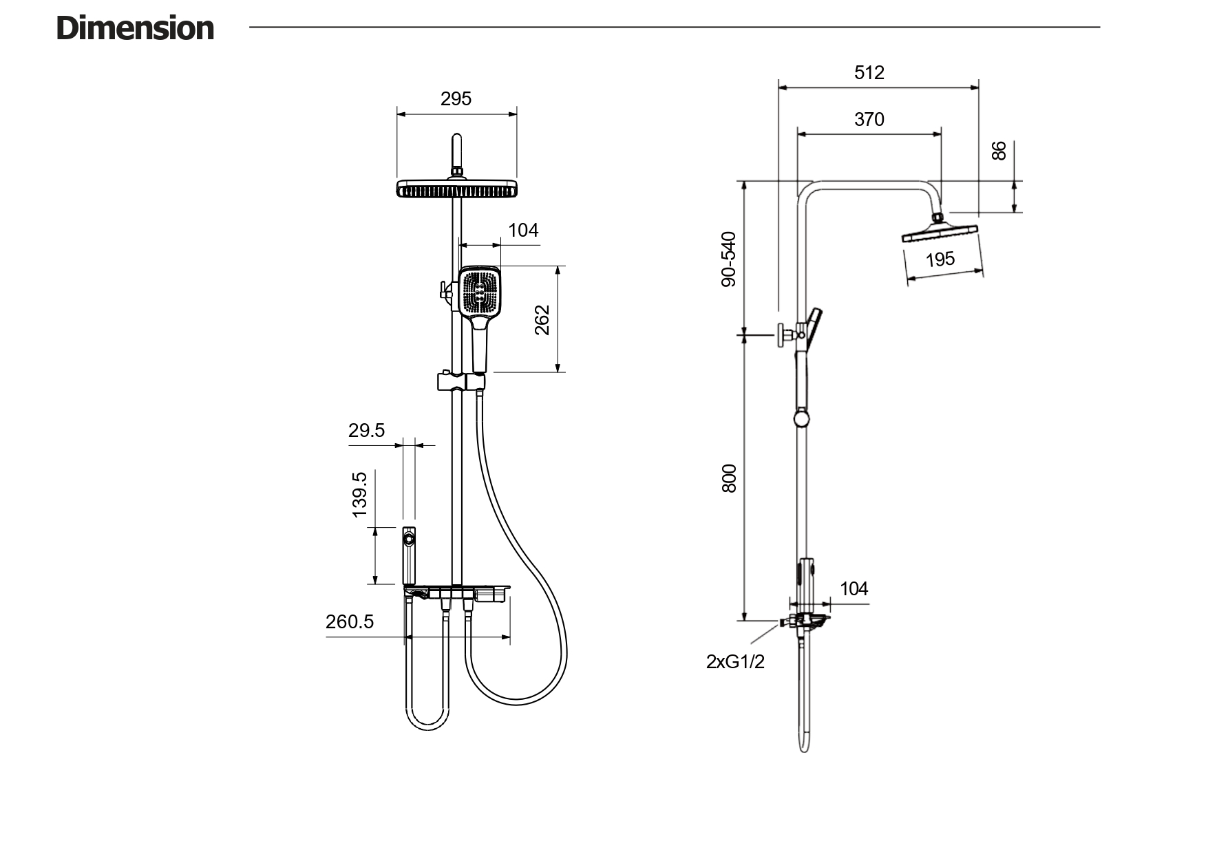 Душевая система со смесителем для ванны Aquatek Поларис 295х195 мм оружейная сталь AQ3040BGM