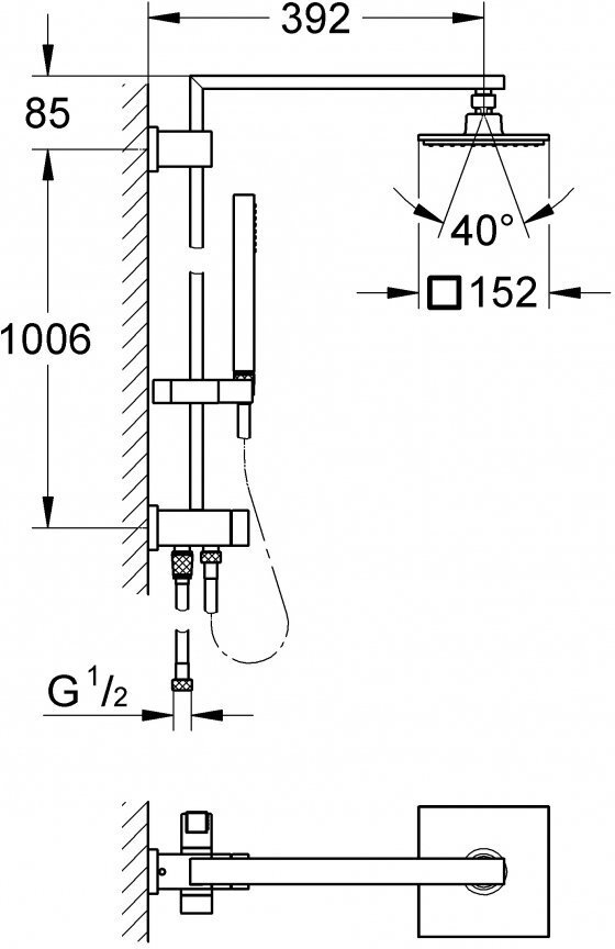 Душевая система GROHE Euphoria Cube 150 с переключателем без смесителя хром 27696000